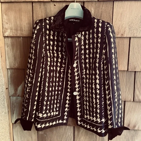 Lapine Blanche Japanese Vintage Y2K Quilted Silk Jacquard Velvet Lined Jacket M - Picture 16 of 16